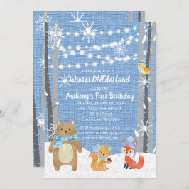 Dreamy Woodland Forest Animals ONEderland Birthday Einladung