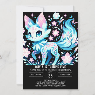 Dreamy Woodland Fox Digital Geburtstag Einladung