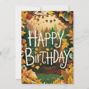 Dreamy Woodland Herbst glücklich Geburtstag Karte