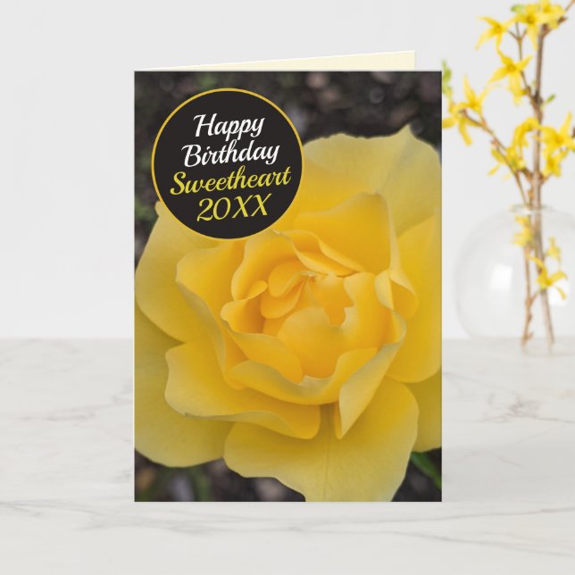Dreamy Yellow Rose Happy Birthday Card Karte (Gelbe Blume)