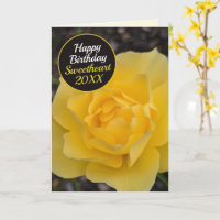 Dreamy Yellow Rose Happy Birthday Card