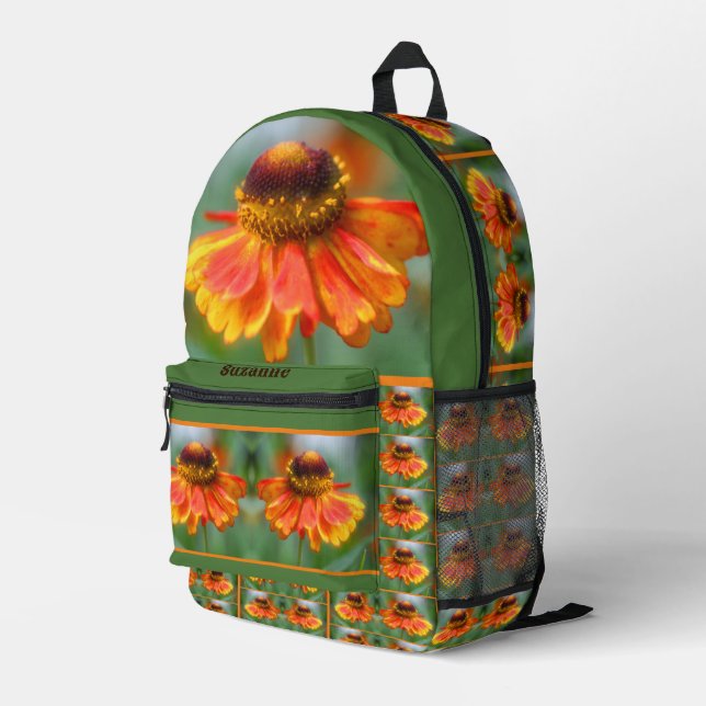 Dreamy Zinnia Blume Mirror Personalisiert Bedruckter Rucksack (Rückseitige Ecke Rechts)