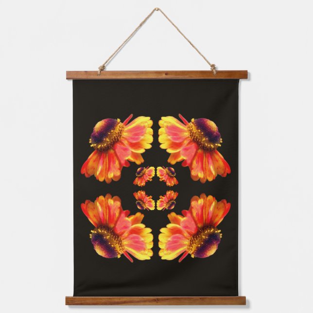 Dreamy Zinnia Flower Abstract Art Wandteppich Mit Holzrahmen (Vorderseite)