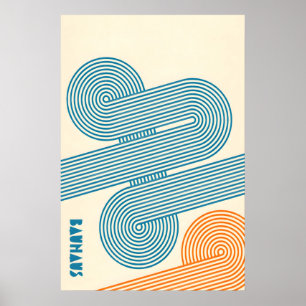 Dreh den blauen Kreis - Bauhaus inspirierter Kunst Poster
