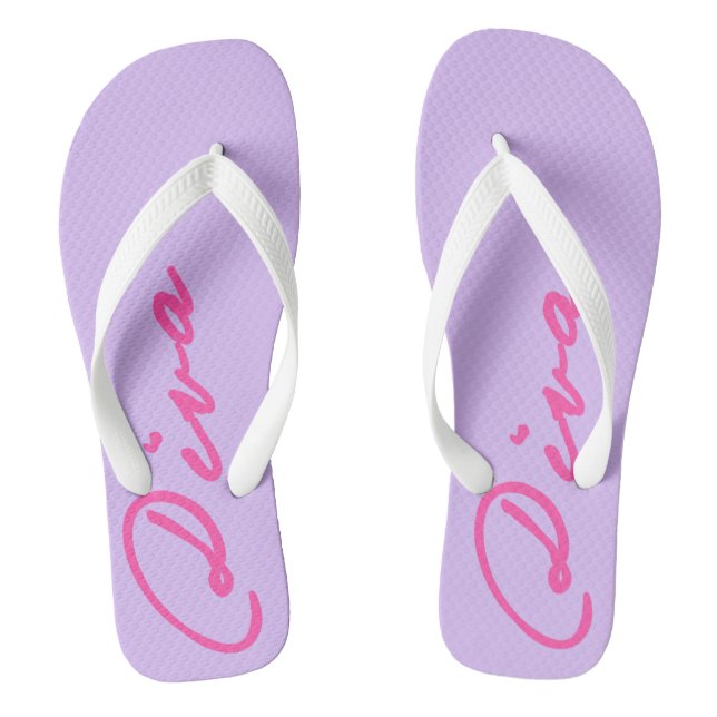 DREH DREH mit DIVAtude! (Rosa Buchstaben) Flip Flops (Fußbett)