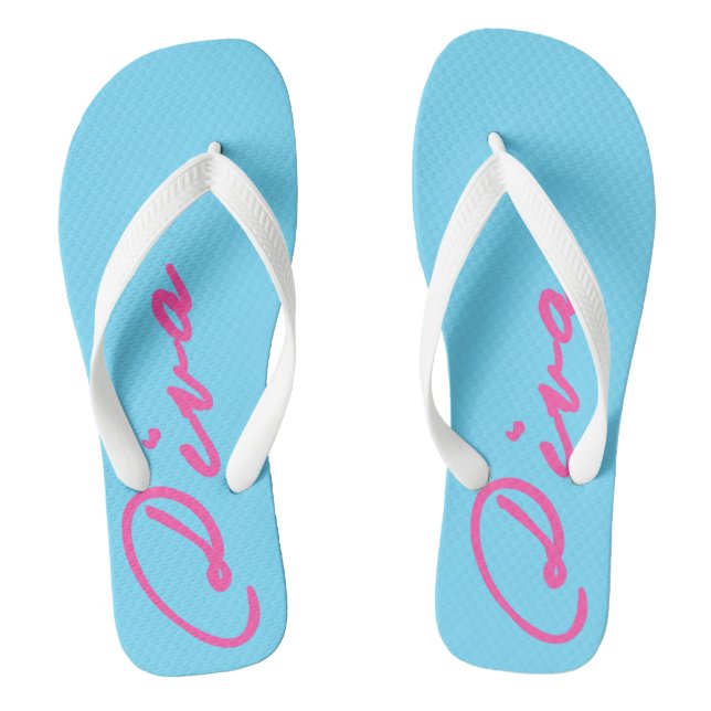 DREH DREH mit DIVAtude! (Rosa Buchstaben) Flip Flops (Fußbett)
