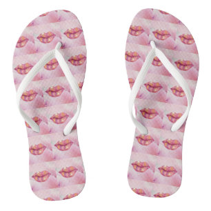 Dreh Flop mit rosa und goldfarbenem Lippendesign Flip Flops