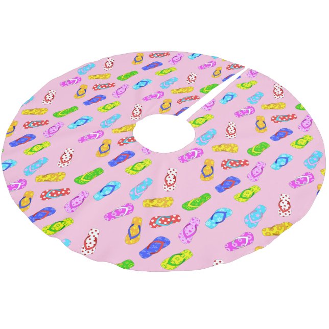 Dreh Flop Muster Pink Weihnachten Polyester Weihnachtsbaumdecke (Schrägansicht)