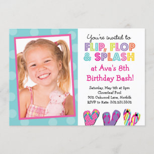 Dreh Flop Splash Birthday Bash Einladung
