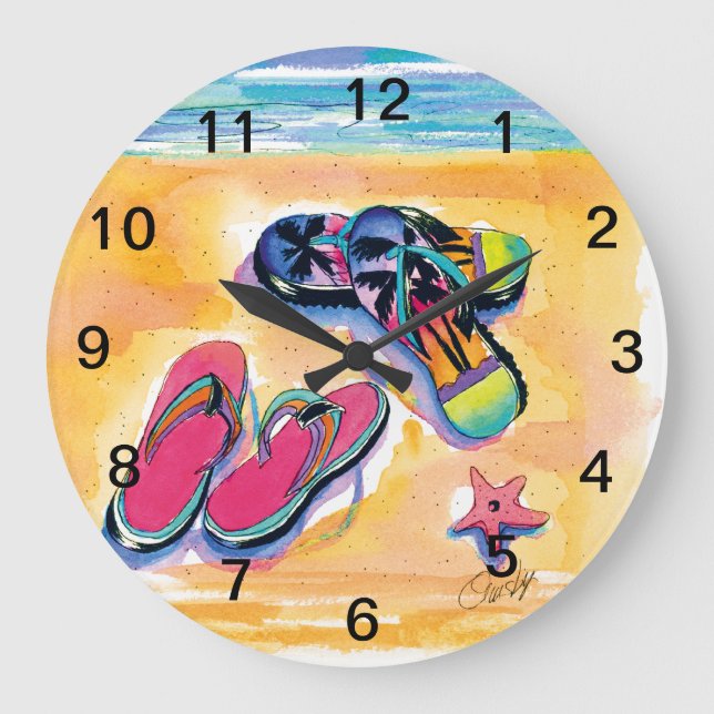 Dreh-Flop-Uhr, große Beach-Uhr Große Wanduhr (Vorderseite)
