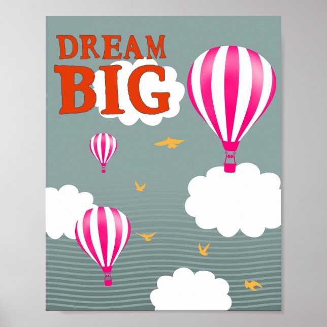 Dreh große Heißluftballon Kinderzimmer Motivation  Poster (Vorne)