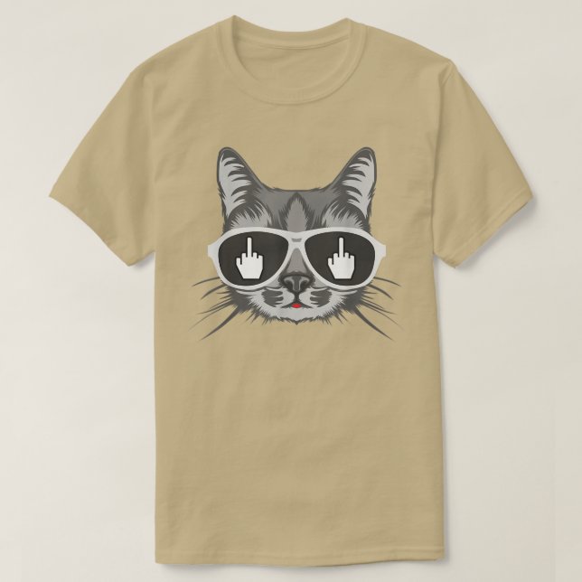 Dreh von Katze, Mittelfinger T-Shirt (Design vorne)