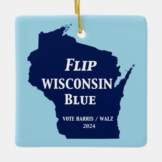 Dreh Wisconsin Blue im Jahr 2024 Keramikornament (Vorderseite)