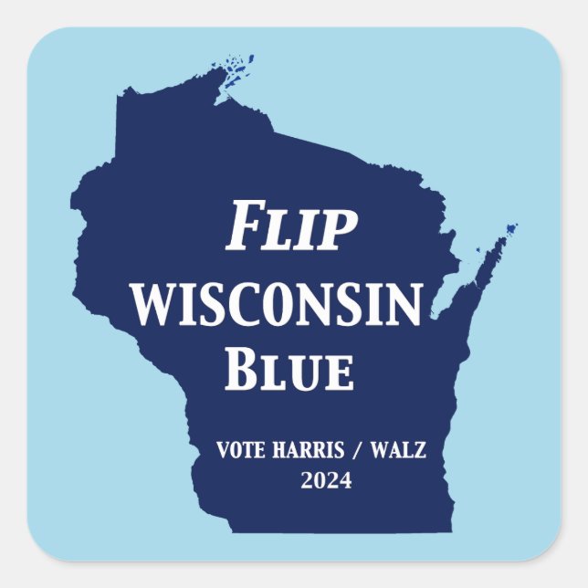 Dreh Wisconsin Blue im Jahr 2024 Quadratischer Aufkleber (Vorderseite)