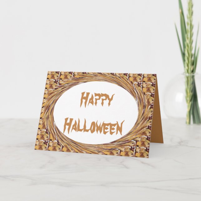 Drehbare Herbstleaves Frame Happy Halloween Karte (Vorderseite)