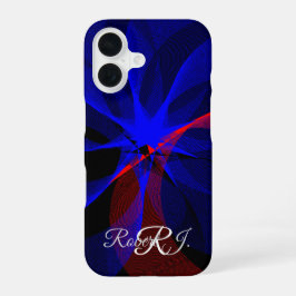 Drehbarer blauer Akzent Geometrischer iPhone 16 Hü Hülle