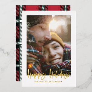 Drehbuch-Urlaub Rote Tartan Foto-Urlaub Auto Folien Feiertagskarte