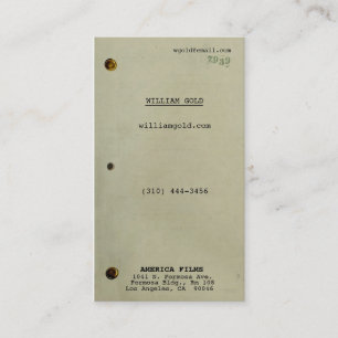 Drehbuch Vintage Visitenkarte