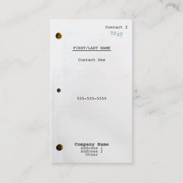 Drehbuchautor Visitenkarte (Vorderseite)