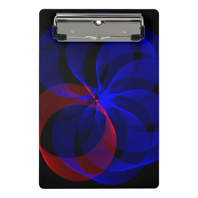 Drehen der geometrischen blauen Akzente Mini Klemmbrett (Vorderseite)