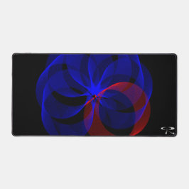 Drehen des geometrischen Mouse-Pad-Mats mit blauem Schreibtischunterlage