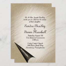 Drehen Sie die Seite Antique Gold Hochzeit Einladu Einladung