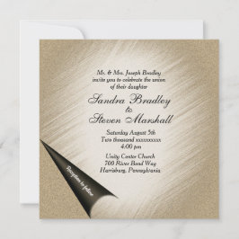 Drehen Sie die Seite Antique Gold Hochzeit Einladu Einladung