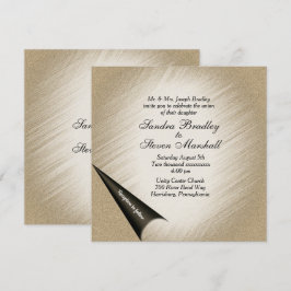 Drehen Sie die Seite Antique Gold Hochzeit Einladu Einladung