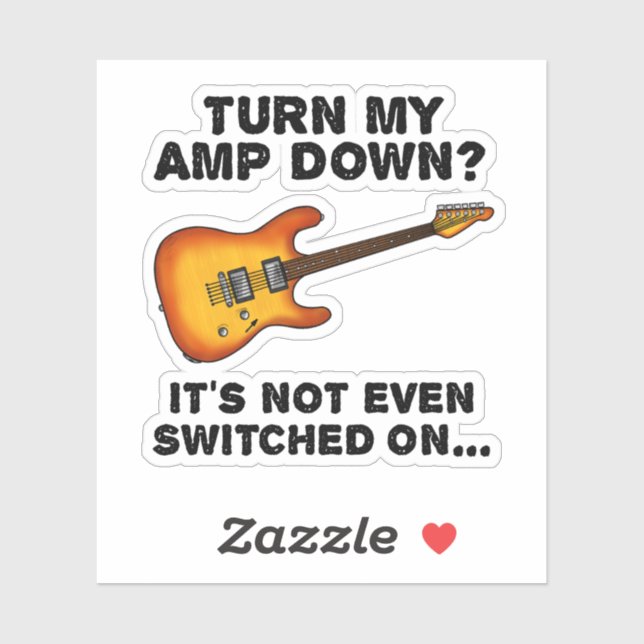 Drehen Sie meinen Amp Down Elektrische Gitarre Fun Aufkleber (Blatt)