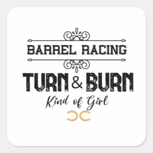 Drehen und Brennen - Cooles Barrel Racing Design Quadratischer Aufkleber