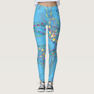 Drehen von Blasen in mehrfarbigen Mustern L Blau B Leggings
