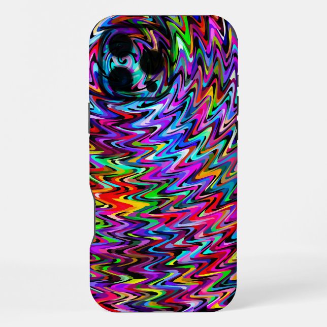 Drehende Farben-Zickzack-Muster iPhone Hülle (Rückseite)