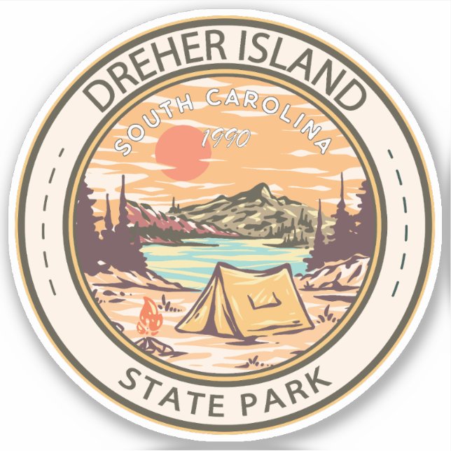 Dreher Island Staat Park South Carolina Abzeichen Aufkleber (Vorderseite)