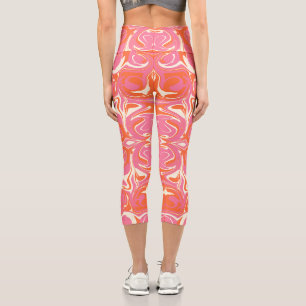 Drehmuster in Rosa, Orange und Creme Capri Leggings