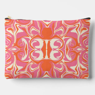 Drehmuster in Rosa, Orange und Creme Zubehörtasche