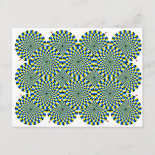 Drehrad optische Illusion Grüner Spiralkreis Postkarte