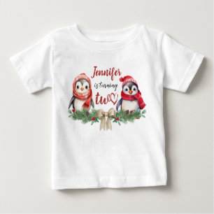 dreht ZWEI   Pinguin Christmas 2. Geburtstag Baby T-shirt