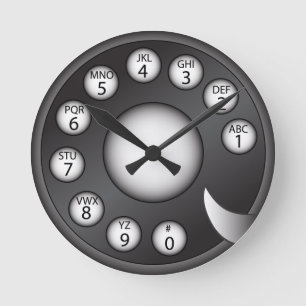 Drehtelefon-Skala (Schwarzes) Runde Wanduhr