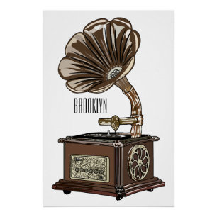 Drehteller-Cartoon-Illustration Poster