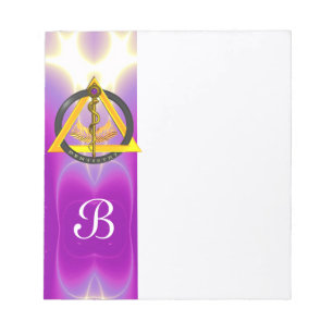 DREHUNG DES ASCLEPIUS-ZAHNCHEN-MONOGRAMM NOTIZBLOCK