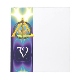 DREHUNG DES ASCLEPIUS-ZAHNCHEN-MONOGRAMM NOTIZBLOCK