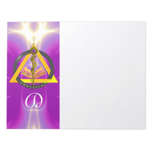 DREHUNG DES ASCLEPIUS-ZAHNCHEN-MONOGRAMM NOTIZBLOCK