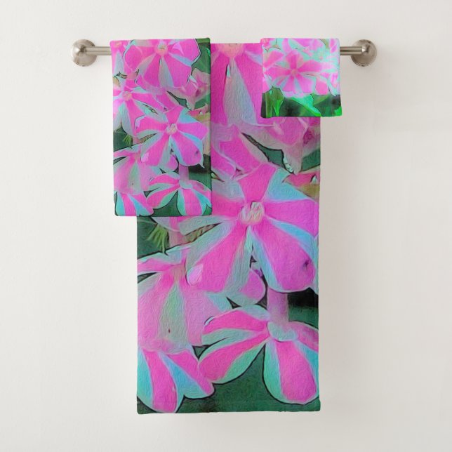 Drehung Phlox (Pink und Weiß) Badhandtuch Set (Insitu)