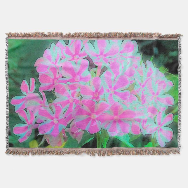 Drehung Phlox (Pink und Weiß) Decke (Vorderseite)