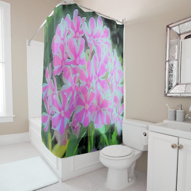 Drehung Phlox (Pink und Weiß) Duschvorhang (Beispiel)