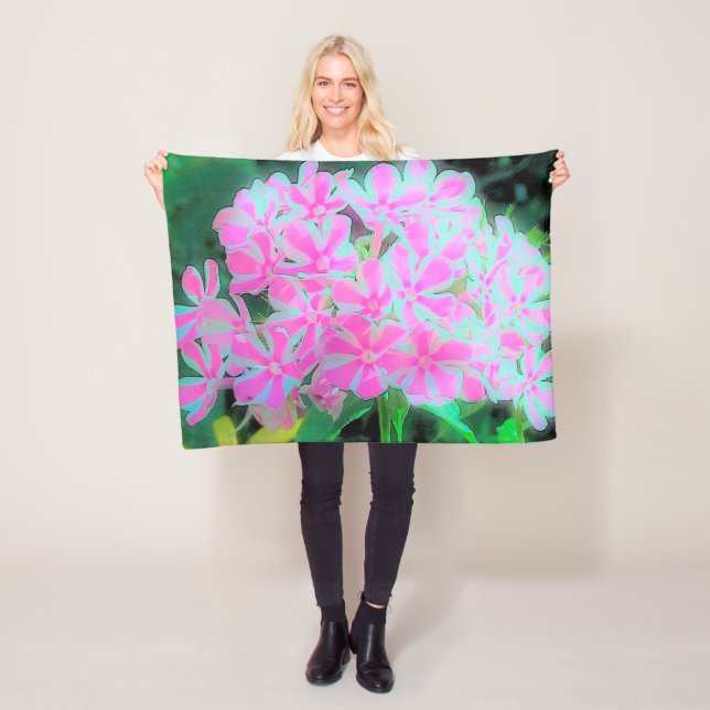 Drehung Phlox (Pink und Weiß) Fleecedecke (Beispiel)