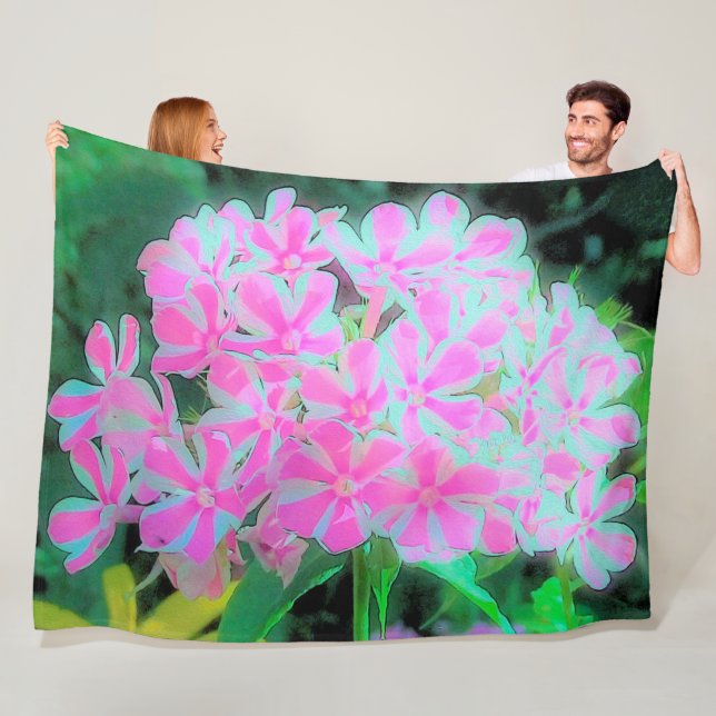 Drehung Phlox (Pink und Weiß) Fleecedecke (Beispiel)