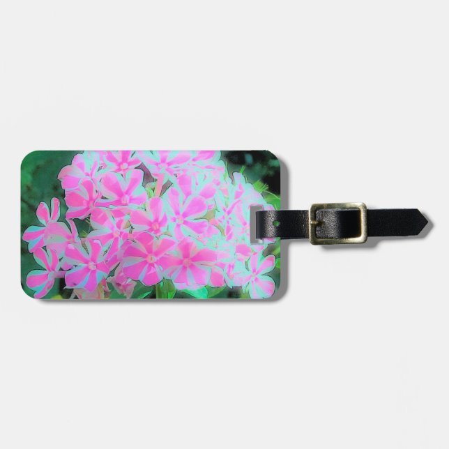 Drehung Phlox (Pink und Weiß) Gepäckanhänger (Vorderseite horizontal)