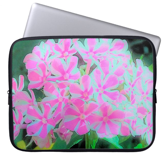 Drehung Phlox (Pink und Weiß) Laptopschutzhülle (Vorderseite)