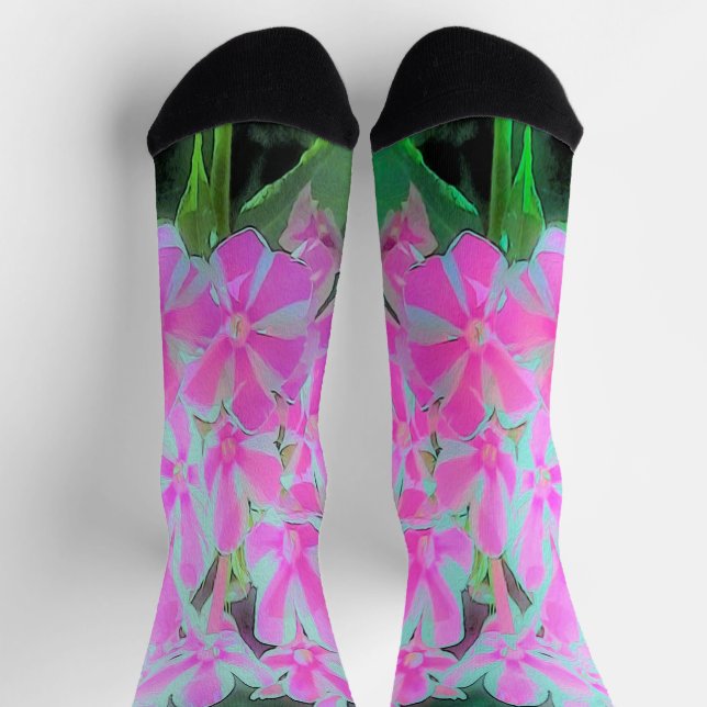 Drehung Phlox (Pink und Weiß) Socken (Oben)